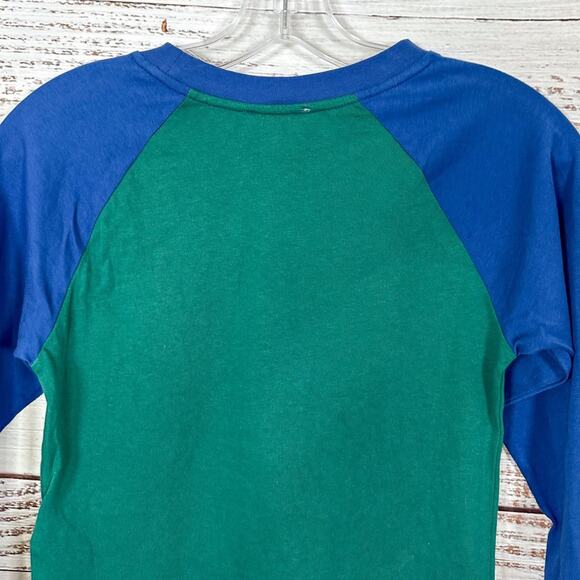 NEW with tags Topshop Nevada Green Blue Graphic Baseball Tee Crop Top Size 10 - Picture 8 of 9